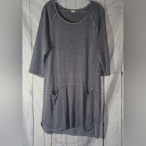 Poetry Blue Ocean Hemp/ Cotton Dress with Pockets - Picture 1 of 15